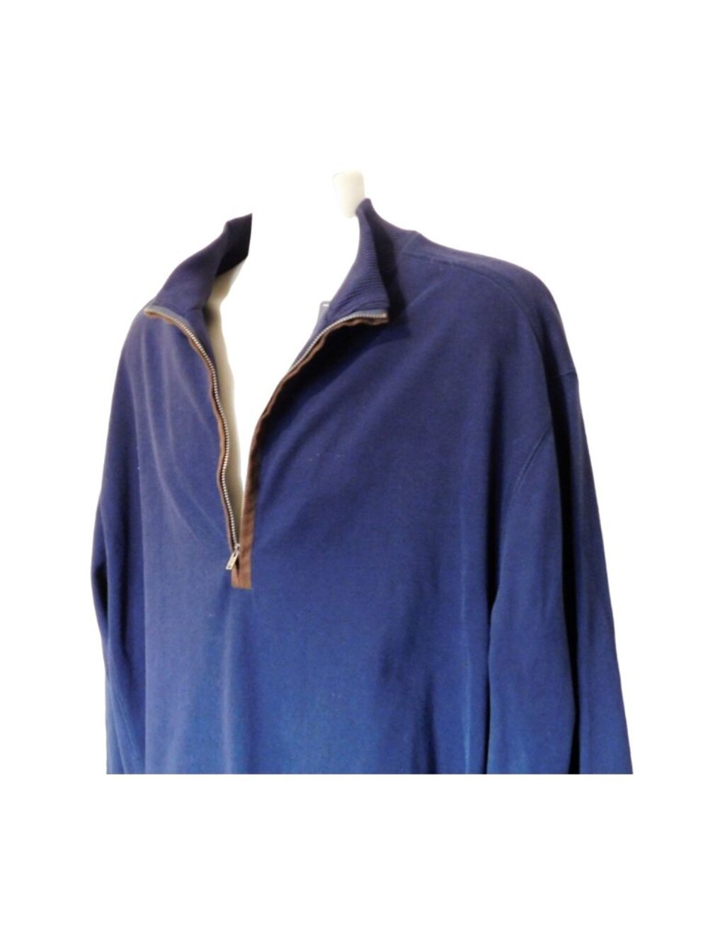 Roundtree & Yorke Pullover XL Navy Blue Half-Zip Collar Cotton Sweater - Picture 2 of 6